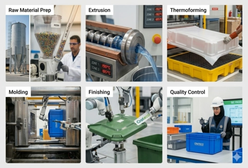 Close-up of UAE plastic manufacturing equipment showing moulding and production detail