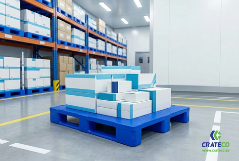 Close-up of hygienic plastic pallet showing smooth surface, load capacity, and cleanroom-compatible build