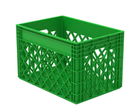 Plastic dairy crates stacked for efficient storage and transport