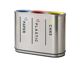 Stainless steel trash bin by Crateco for clean waste management