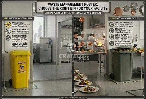Medical and kitchen waste bins for hygienic facility waste management in UAE