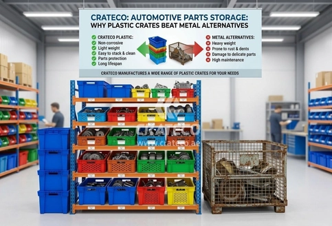 Plastic crates for automotive parts storage outperforming metal alternatives in UAE warehouses