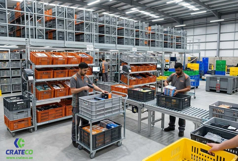 Ventilated crates for e-commerce picking systems and warehouse efficiency in UAE