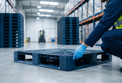 Heavy-duty commercial pallets used for warehouse and logistics storage in UAE.