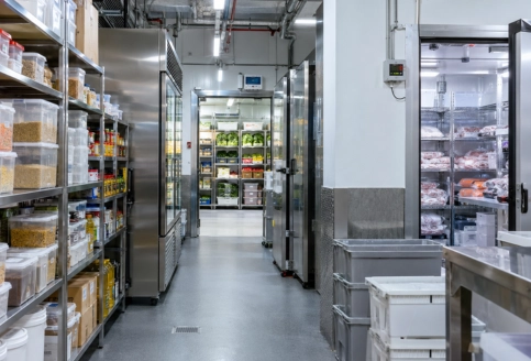 Food-grade storage racks and containers meeting Dubai Municipality F&B license requirements