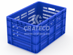 600x400x325mm Ventilated Plastic Crate for Agriculture & Food Logistics – Crateco UAE
