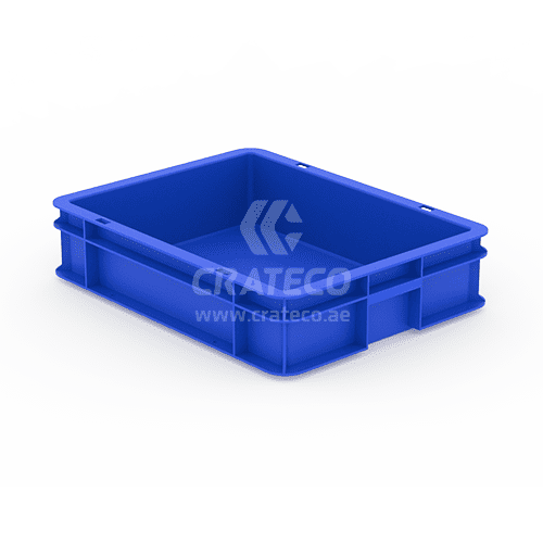 400x300x90mm Low-Profile Closed Plastic Crate for Flat Goods Storage – Crateco UAE