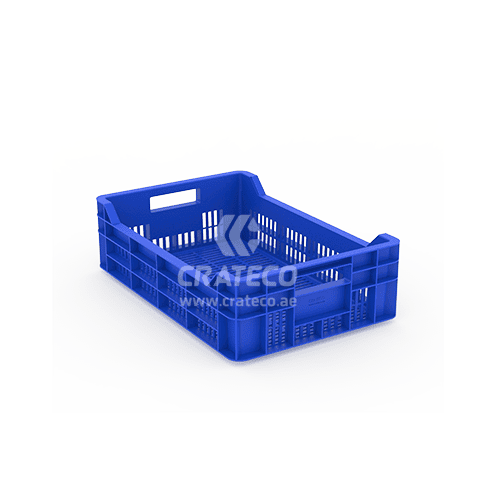 600x400x170mm V-Cut Ventilated Plastic Crate for Produce Handling – Crateco UAE