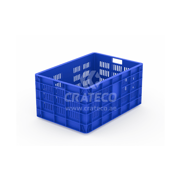 650x450x315mm Large Ventilated Plastic Crate for Agriculture and Food Logistics – Crateco UAE
