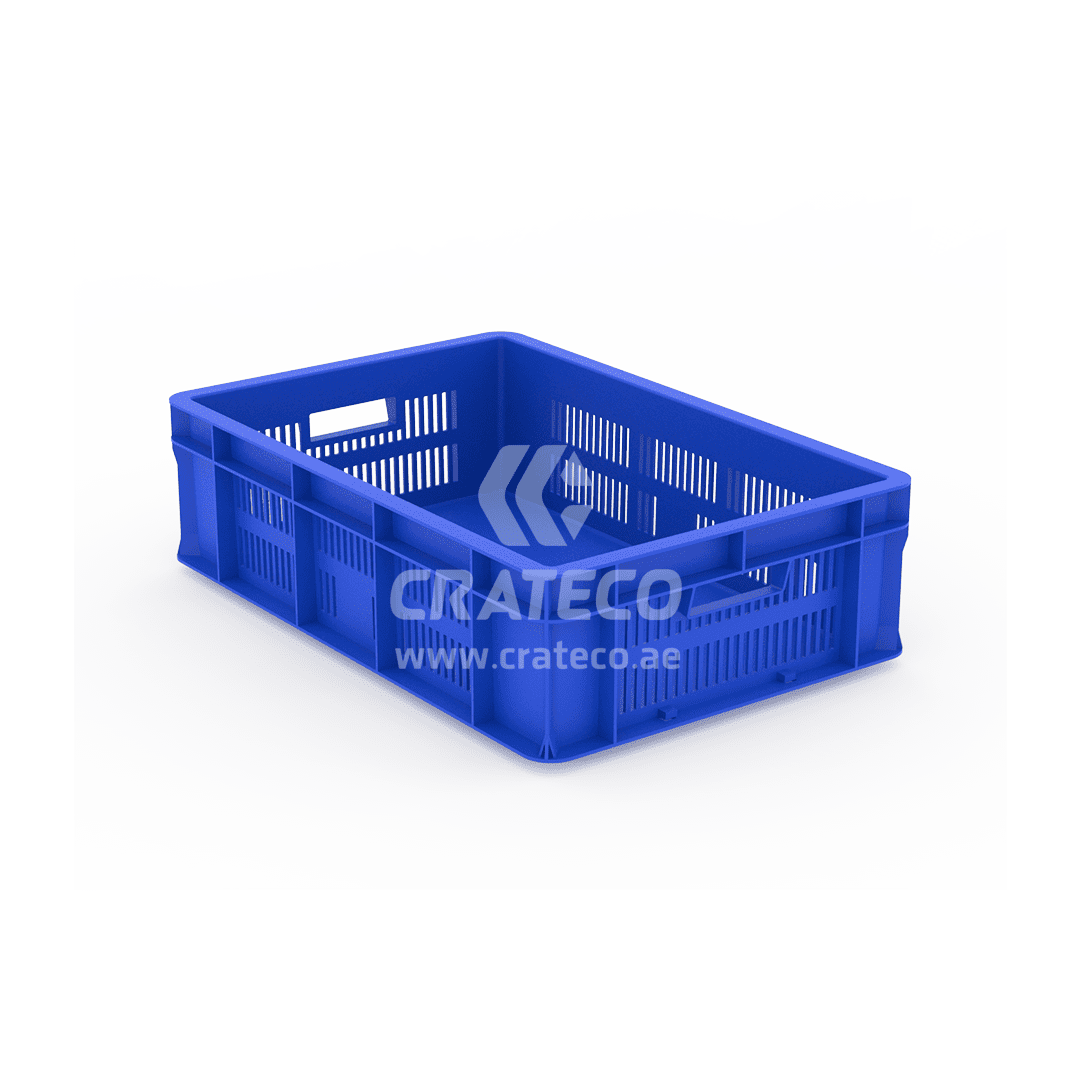 600x400x170mm Side Ventilated Bottom Closed Crate for Produce Storage – Crateco UAE