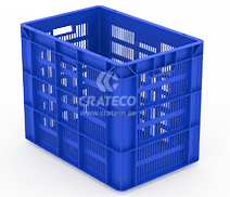 Tall Ventilated Plastic Crate 600x400x485mm – Crateco UAE